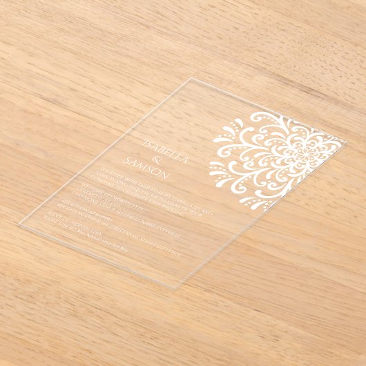 Invitations En Acrylique Whimsical blanc Mariage (Poser)