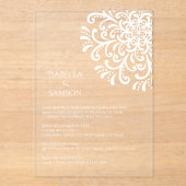 Invitations En Acrylique Whimsical blanc Mariage (Recto)