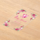 Invitations En Acrylique Whimsical Butterfly & Rose Baby Shower (Poser)