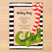 Invitations En Acrylique Whimsical Elf Legs Holiday Christmas Party (Recto)