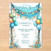 Invitations En Acrylique Whimsical Fun Teal Birthday  (Recto)