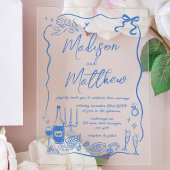 Invitations En Acrylique Whimsical Hand Drawn Illustrations Doodles Wedding