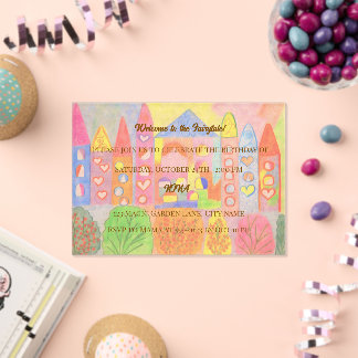 Invitations En Acrylique Whimsical Pastel Fairytale Castle Birthday