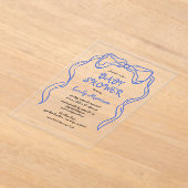 Invitations En Acrylique Whimsical Quirky Blue Bow Baby Boy Douche (Poser)