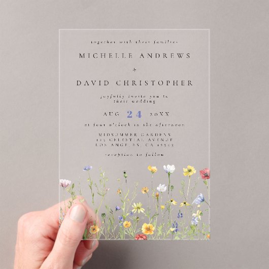 Invitations En Acrylique Whimsical Rustic Fleur sauvage Mariage (In situ (ordinateur de poche))