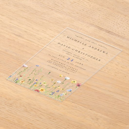 Invitations En Acrylique Whimsical Rustic Fleur sauvage Mariage (Poser)