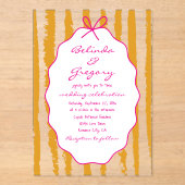 Invitations En Acrylique Whimsical Stripes Handwritten Painted Wedding  (Recto)