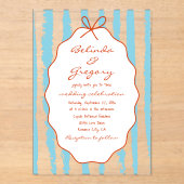 Invitations En Acrylique Whimsical Stripes Handwritten Painted Wedding  (Recto)