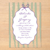 Invitations En Acrylique Whimsical Stripes Handwritten Painted Wedding (Recto)