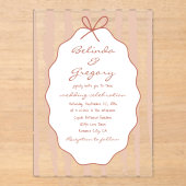 Invitations En Acrylique Whimsical Stripes Handwritten Painted Wedding  (Recto)