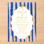 Invitations En Acrylique Whimsical Stripes Handwritten Painted Wedding  (Recto)