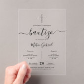 Invitations En Acrylique Whimsy Calligraphy Invitación De Bautizo Black (In situ (ordinateur de poche))