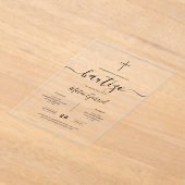 Invitations En Acrylique Whimsy Calligraphy Invitación De Bautizo Black (Poser)