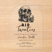 Invitations En Acrylique Whiskey Skull RIP Années 30e fête d'anniversaire (Recto)