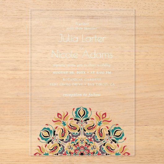 Invitations En Acrylique Whispers Lake Swan Lotus Fleurs Mandala Mariage (Recto)