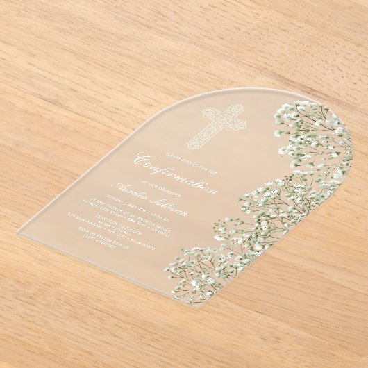 Invitations En Acrylique White Baby's Breath Arch Confirmation (Poser)
