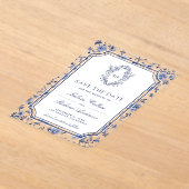 Invitations En Acrylique White Blue Chinoiserie Crest Wedding Save the Date (Poser)