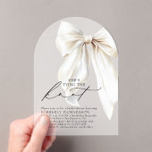 Invitations En Acrylique White Bow She's Tying the Knot Chic Bridal Shower (In situ (ordinateur de poche))
