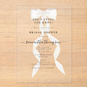 Invitations En Acrylique White Bow She's Tying the Knot Fête des mariées Pa (Recto)