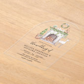 Invitations En Acrylique White Christmas Fireplace Wedding (Poser)