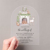 Invitations En Acrylique White Christmas Fireplace Wedding (In situ (ordinateur de poche))