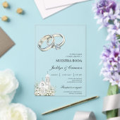 Invitations En Acrylique White church with ring Spanish Wedding (Insitu (Mariage))