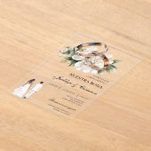 Invitations En Acrylique White Floral with ring Spanish Wedding (Poser)