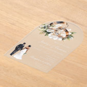 Invitations En Acrylique White Floral with ring Wedding (Poser)