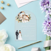 Invitations En Acrylique White Floral with ring Wedding (Insitu (Mariage))