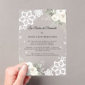 Invitations En Acrylique  White Florals Invitación Bodas de Diamante (In situ (ordinateur de poche))