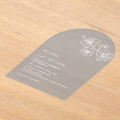 Invitations En Acrylique White Flowers Dusty Blue Casual Wedding (Poser)