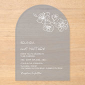 Invitations En Acrylique White Flowers Dusty Blue Casual Wedding (Recto)