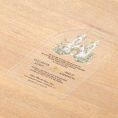 Invitations En Acrylique White Gold Catholic Church Wedding (Poser)