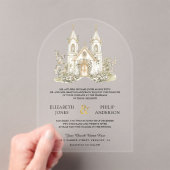 Invitations En Acrylique White Gold Catholic Church Wedding (In situ (ordinateur de poche))