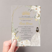Invitations En Acrylique White Ivory Floral Princess Gold Quinceanera 15 XV (In situ (ordinateur de poche))