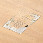 Invitations En Acrylique White Ivory Floral Princess Gold Quinceanera 15 XV (Poser)