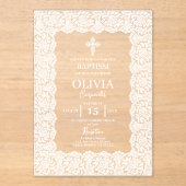 Invitations En Acrylique White Lace Baptism (Recto)