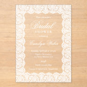 Invitations En Acrylique White Lace Bridal Shower (Recto)