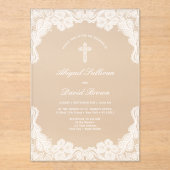 Invitations En Acrylique White Lace Mariage religieux (Recto)
