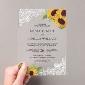 Invitations En Acrylique White Lace Sunflowers Wedding (In situ (ordinateur de poche))