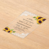 Invitations En Acrylique White Lace Sunflowers Wedding (Poser)