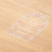 Invitations En Acrylique white pink flowers First Communion (Poser)