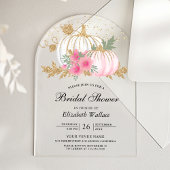 Invitations En Acrylique White Pumpkin Pink Floral Bridal Shower