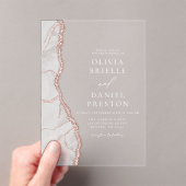 Invitations En Acrylique White Rose Or Agate Élégant Mariage moderne (In situ (ordinateur de poche))
