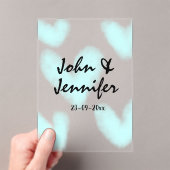 Invitations En Acrylique white simple minimal text style wedding blue heart (In situ (ordinateur de poche))