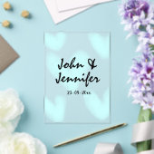 Invitations En Acrylique white simple minimal text style wedding blue heart (Insitu (Mariage))