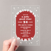 Invitations En Acrylique White Stars Red & Frosted Christmas Party (In situ (ordinateur de poche))