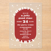 Invitations En Acrylique White Stars Red & Frosted Christmas Party (Recto)