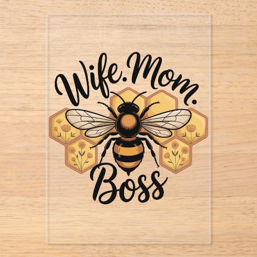 Invitations En Acrylique Wife. Mom. Boss (Recto)