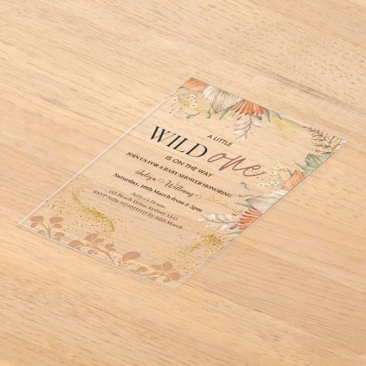 Invitations En Acrylique Wild One Baby shower fleur sauvage (Poser)